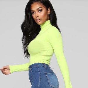 Lime Green Ribbed Long Sleeve Turtleneck